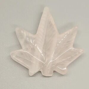Crystal Clear Quartz Cannabis Leaf Stone Carving Pot Leaf Decor 2in New